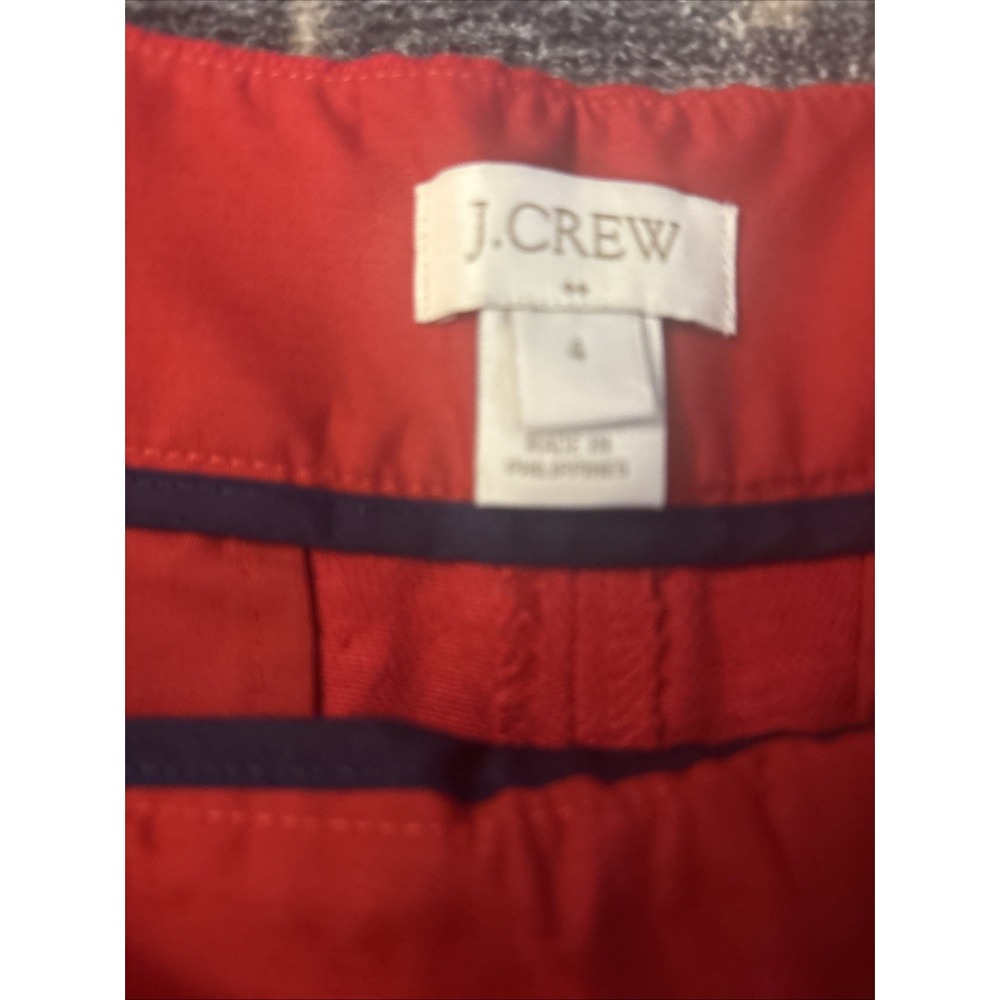 J Crew Coral Red Pintuck Suit Short in Stretch Linen Blend Shorts, Size 4 - Picture 2 of 6
